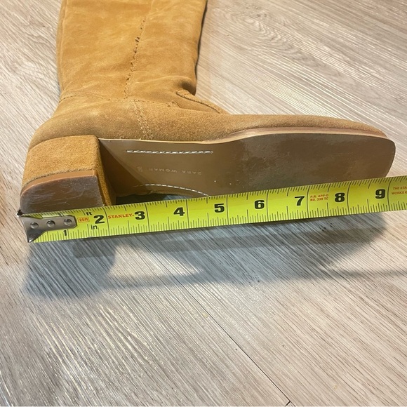 ZARA TAN SUEDE OVER THE KNEE  TALL BOOTS SIZE 38 - Picture 8 of 17